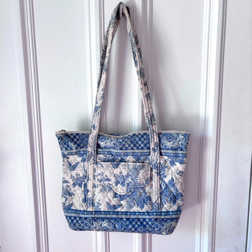 Vera Bradley Blue and Cream Quilted Floral Tote